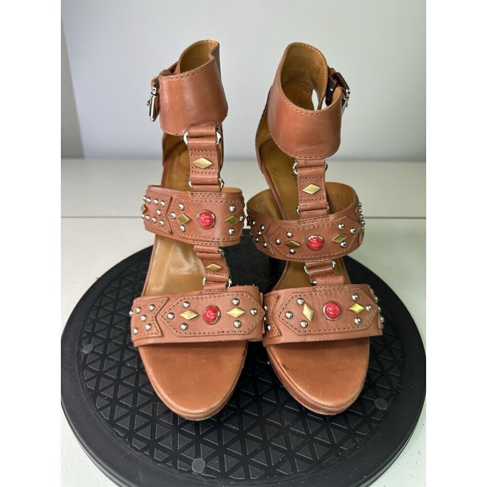 Pour La Victoire Kira Beaded Platform Heels Brown Sz 8.5